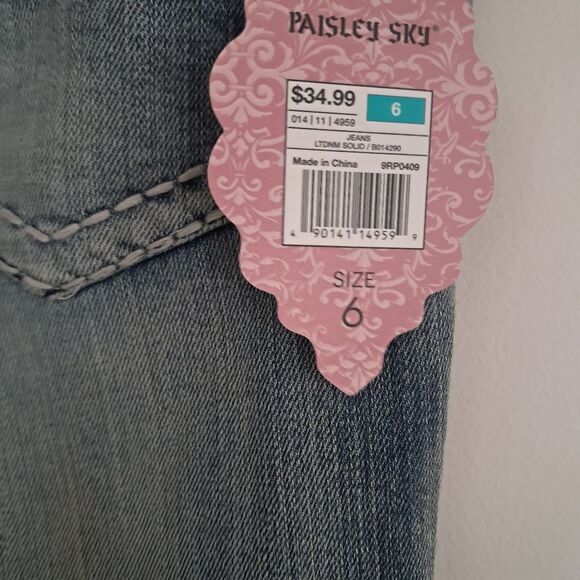 Paisley Sky jeans women's 6 light wash faded embelished y2k glam rhinestones - Picture 8 of 10